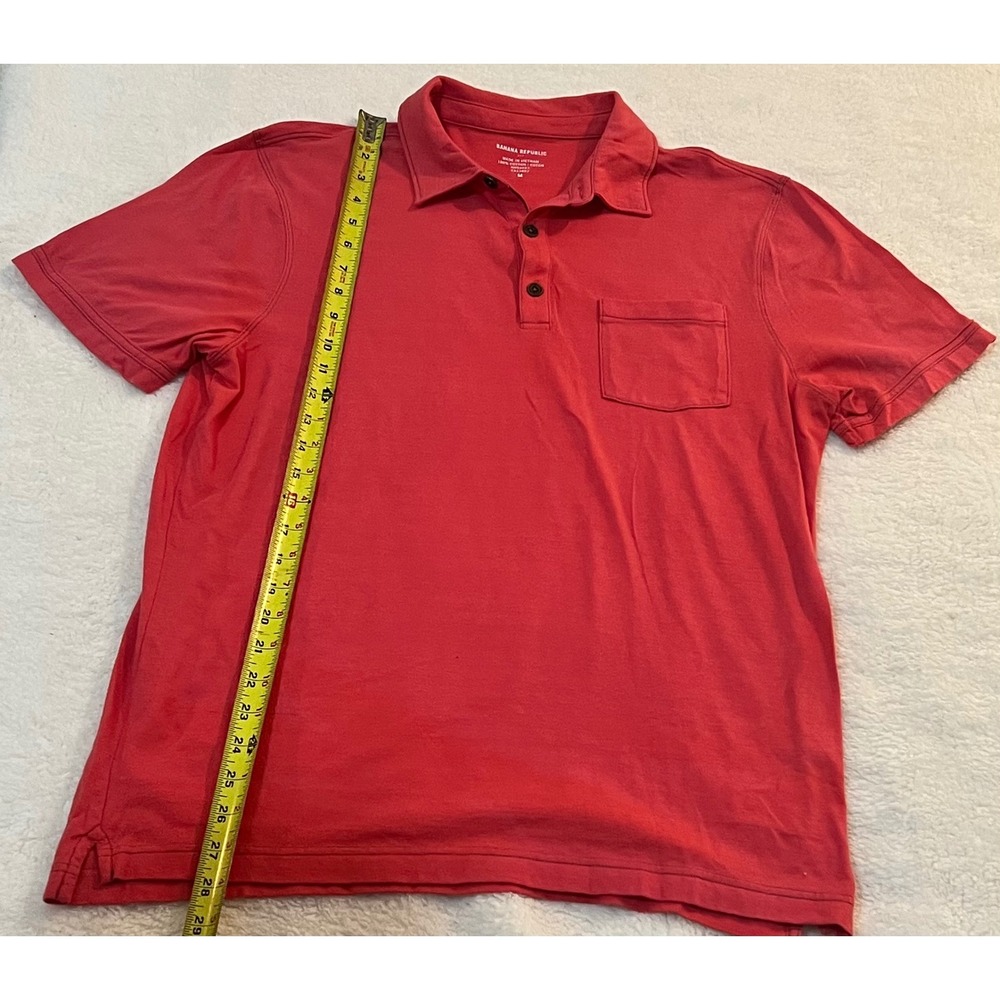 Banana Republic Mens Red Short Sleeve Cotton Pocket Polo Shirt Size M - Picture 3 of 5